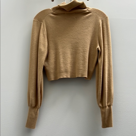 Aritzia Wilfred Cropped Tan Turtleneck Sweater - Picture 2 of 5